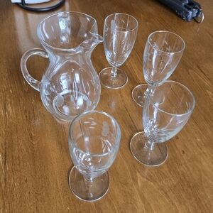 Princess House Juice Pitcher and Glass Set-Heritage Collection